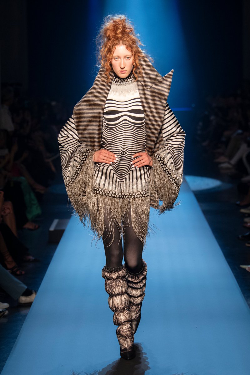 JPGaultier's tweet image. As light as a feather with @JanelleMonae  in #GaultierParis #AW19 stripe-tical dress at @harpersbazaarus ‘First in Fashion’ exhibition in Paris. #JanelleMonae