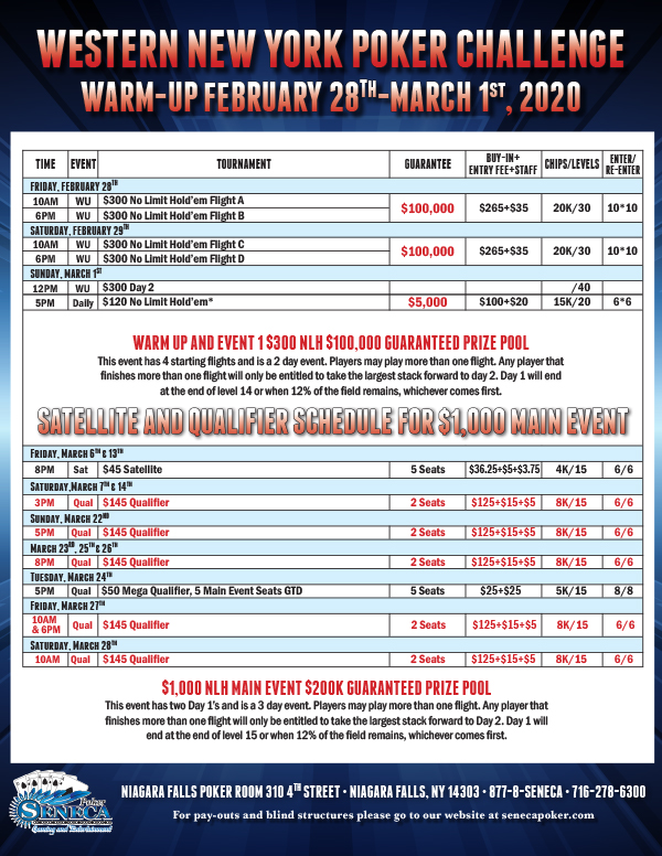 SNFPoker's tweet photo. WNY Poker Challenge Warm Up kicks off this Friday!! $300 Buy-In with $100,000 Guaranteed Prize Pool. https://t.co/HYPo5lCVlv