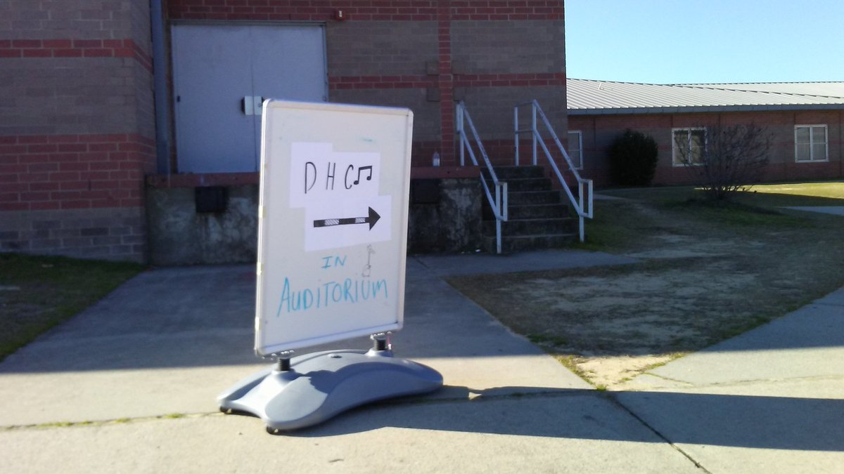 Hey DHC! Please enter the school by the auditorium on the right side (facing school). Our students and faculty are here welcome you!