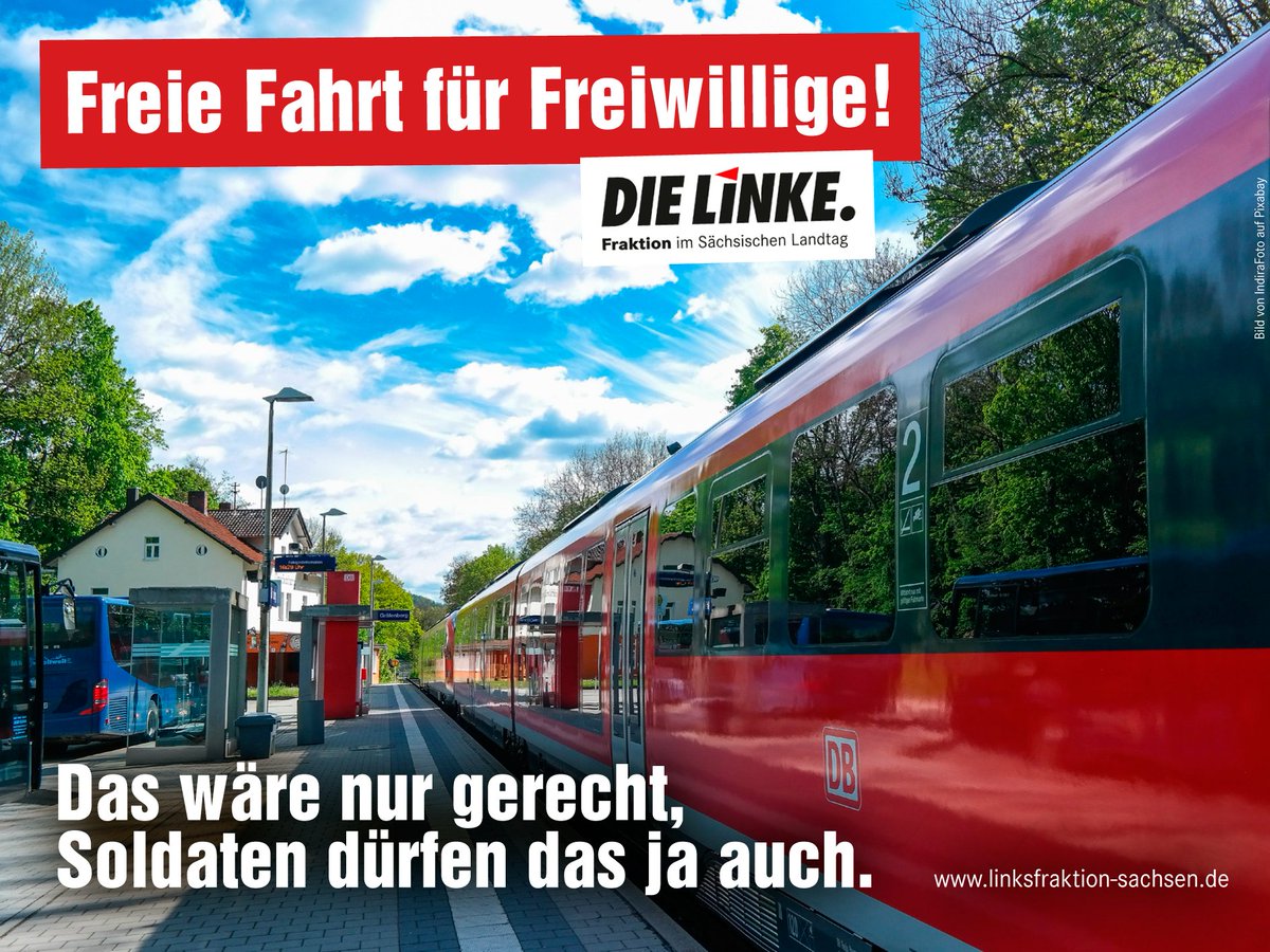 .<a href="/BoehmeMarco/">Marco Böhme 🏳️‍🌈🚩🏴</a> fordert #Kostenfreiheit im #ÖPNV in #Sachsen für #Freiwilligendienstleistende. Sie sollen kurzfristig das #AzubiTicket kostenfrei bekommen. Am Dienstag gibt es dazu eine Sachverständigenanhörung im #saxlt. #freiefahrtfuerfreiwillige bit.ly/2VqYvPH