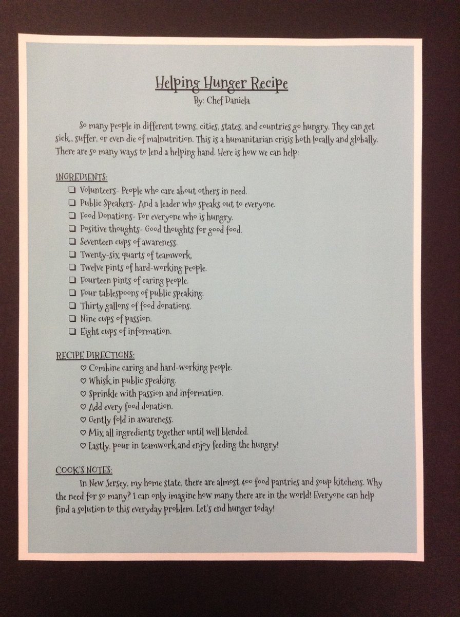 EHMS_Art's tweet photo. Students learned about the meaning of hunger and malnutrition prior to writing their recipes. #EHMSDLDay #EaglesSpreadKindness #EHDLDay #WeAreEH https://t.co/wFdkEgikGz