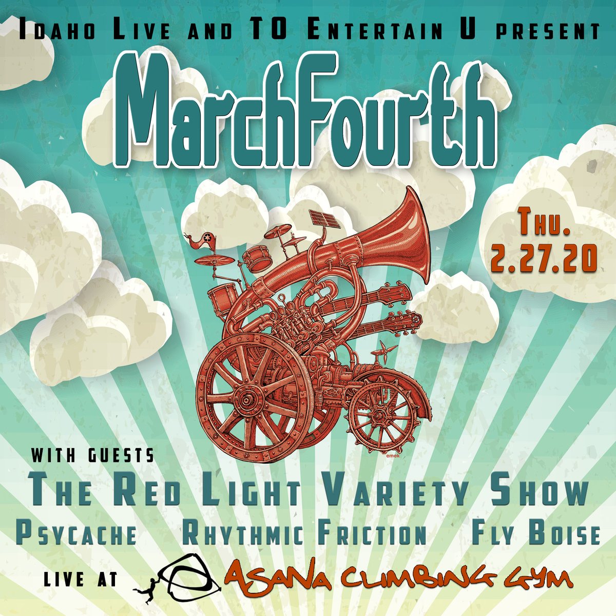 TONIGHT in Garden City, ID!
#MarchFourth <a href="/AsanaClimbing/">Asana Climbing</a> 
TIX still available: bit.ly/2PuWyy9
Music at 8PM // 21+ // Contest Costume!!