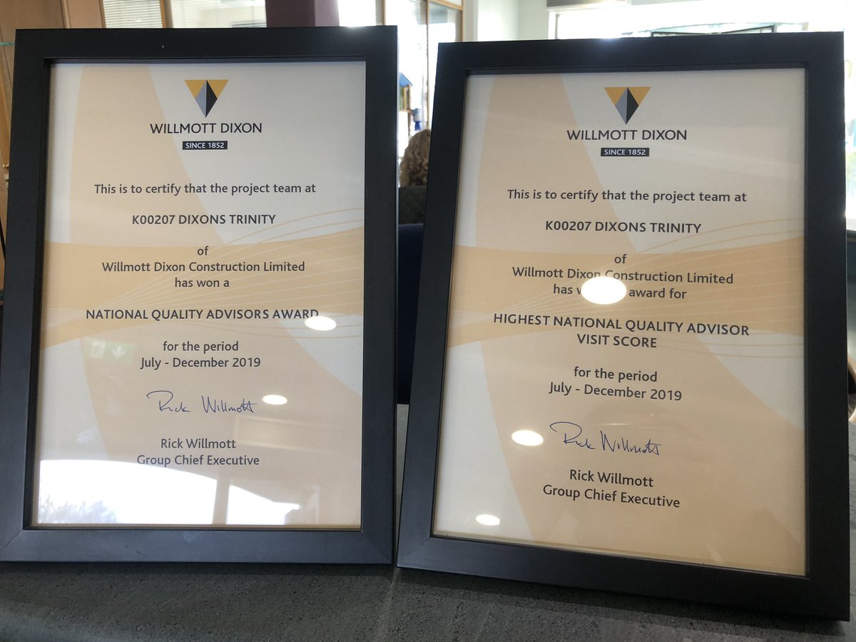 LiLawson85's tweet photo. Proud moment for our team at #dixonstrinity Winning 2 awards at the @WillmottDixon national quality awards! Couldn’t of been done without our amazing supply chain for delivering a truly exceptional product for our customer. https://t.co/K5TDRuXfY7