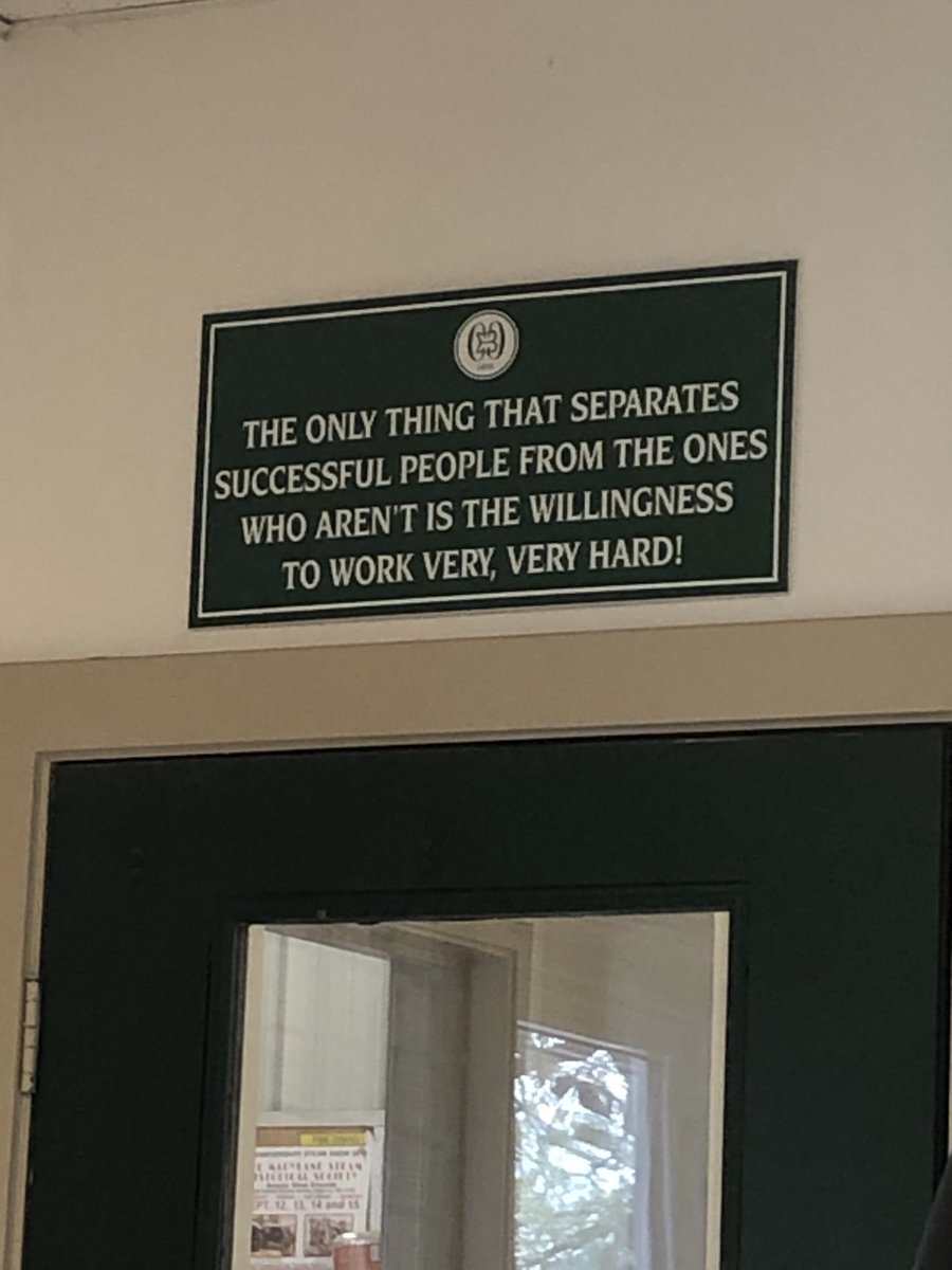 What a great statement and a great sign to have staff members walk under everyday. #workhard #happystaff This is one reason ⁦@BCC1898Golf⁩ is so finely conditioned every day.