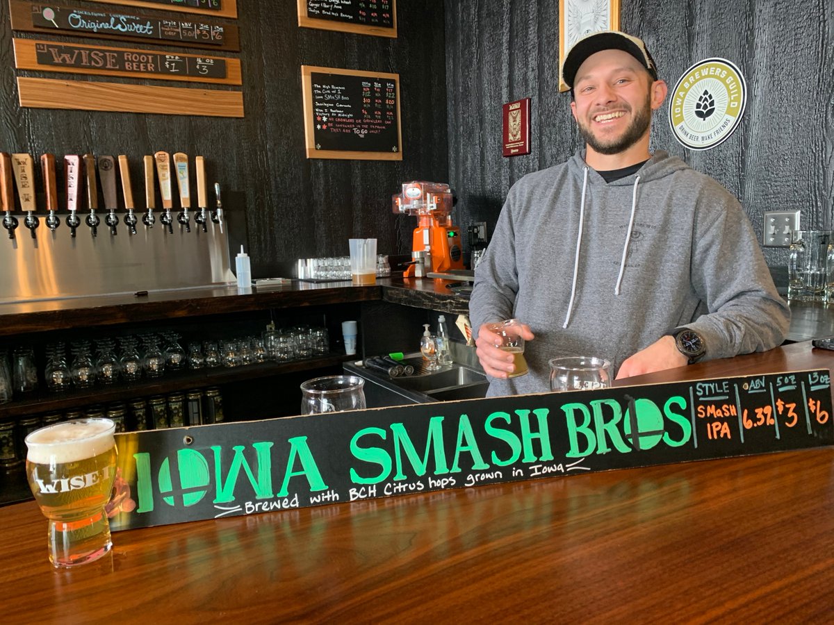 Happy #Thurstday! Get on over to Wise I Brewing Co. to give their Iowa SMaSH Bros. IPA an Aerial Attack! This brew is made with 100% Iowa Grown BCH Citrus hops. This thing is so good it'll knock you over the blast line and leave you KO'd!  💥💣💥