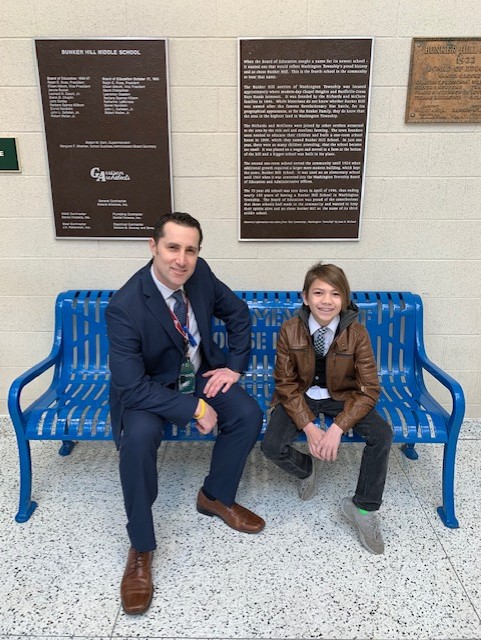 It is the yearly #dressforsuccess day for <a href="/Official_BHMS/">Bunker Hill Middle</a>.  7th grader Jacob, who began this tradition at Bunker Hill, is also pictured doing a business like pose with principal <a href="/MikeDOstilio/">Mike D'Ostilio</a>.  Great day to be a Bulldog @SuperintendWTPS <a href="/HerrAndersonWT/">Principal Anderson</a> <a href="/TWPSchools/">Wash. Twp. Schools</a>