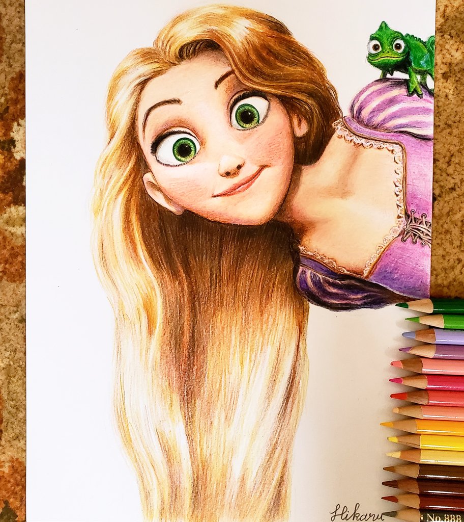 Hikaru Tangled Disney 塔の上のラプンツェル Pencilart Art 模写 パスカル 絵描きさんと繋がりたい ラプンツェル グリム童話