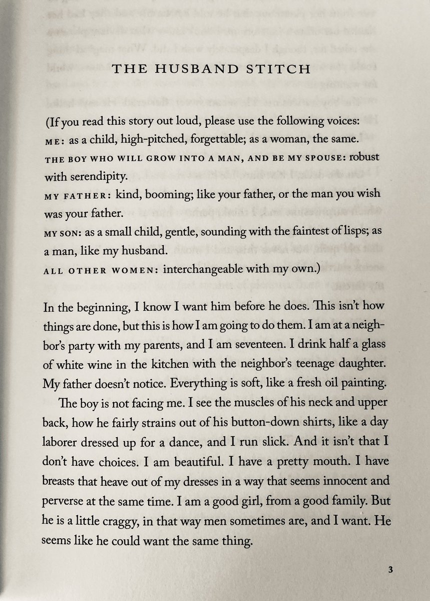 2/27/2020: "The Husband Stitch" by  @carmenmmachado, collected in her 2017 book HER BODY AND OTHER PARTIES. Originally published by  @GrantaMag:  https://granta.com/the-husband-stitch/