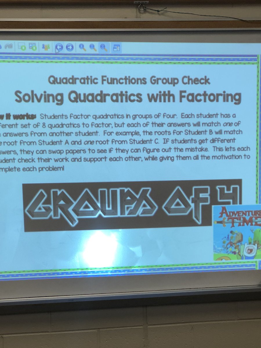 RapsAlgebra1's tweet photo. Working in groups of 4 to solve quadratic equations. https://t.co/qrRYDMVp3G