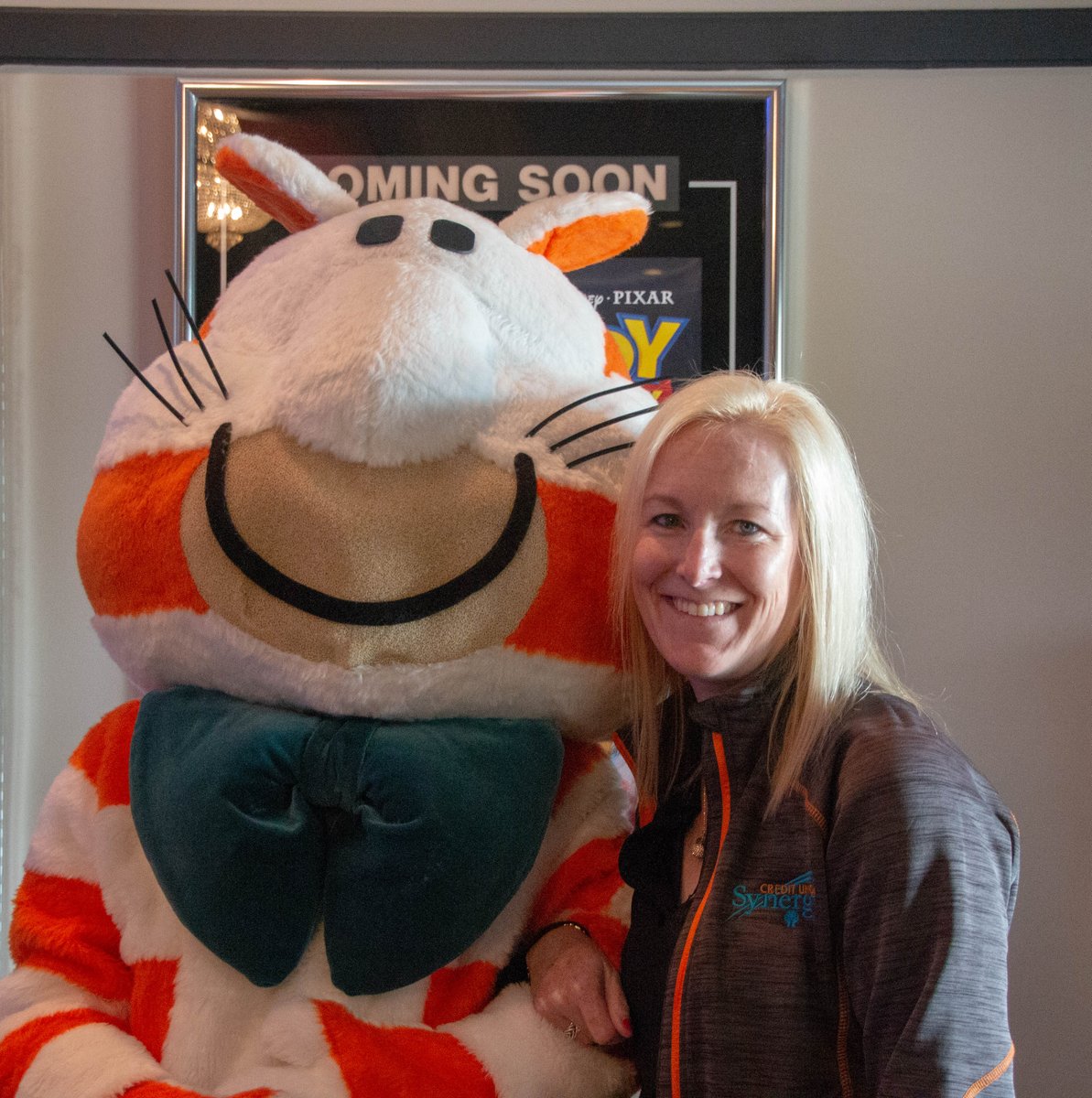 RateFat's tweet photo. This is Fat Cat at @Synergycu. It is her first time out at the movies and she would like an extra large popcorn, please and thank you.  The popcorn isn’t just for her – she’s going to share with her friend too.  13/10 https://t.co/USLEp77bvw
