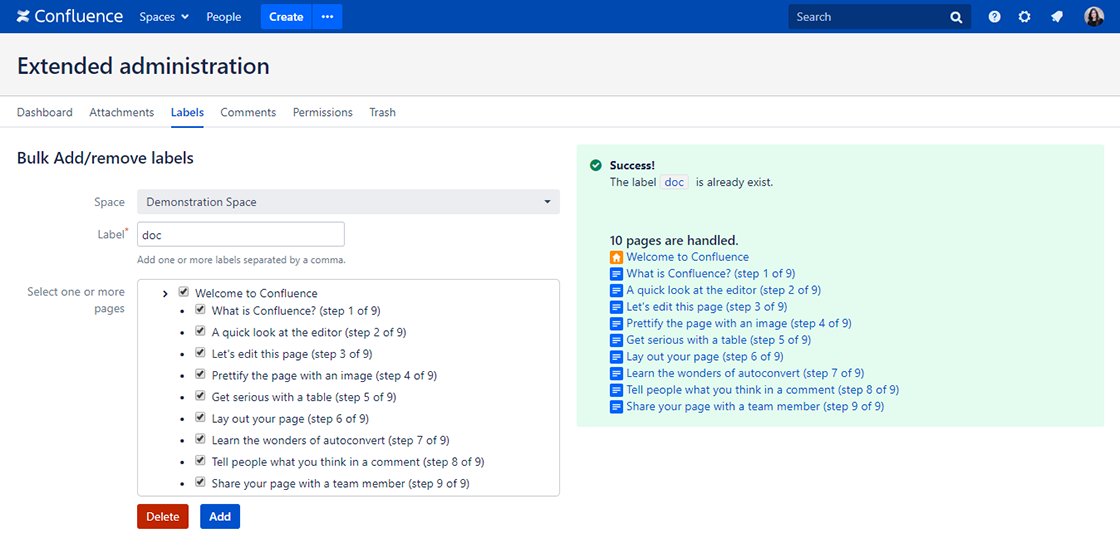 wknowledge_apps's tweet image. A Helpful tool - Extended administration provides a powerful features to manage #Confluence instance #Atlassian #AtlassianSummit marketplace.atlassian.com/1221523