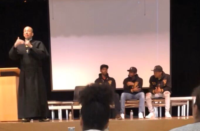 CoutoMr's tweet photo. Grade 7’s from @StBernaDPCDSB enjoying a wonderfully entertaining and inspiring presentation from @frtony and his crew! Thanks to @DPCDSBSchools and @DPEquity for providing them with this opportunity! https://t.co/YBLK1XBDX7