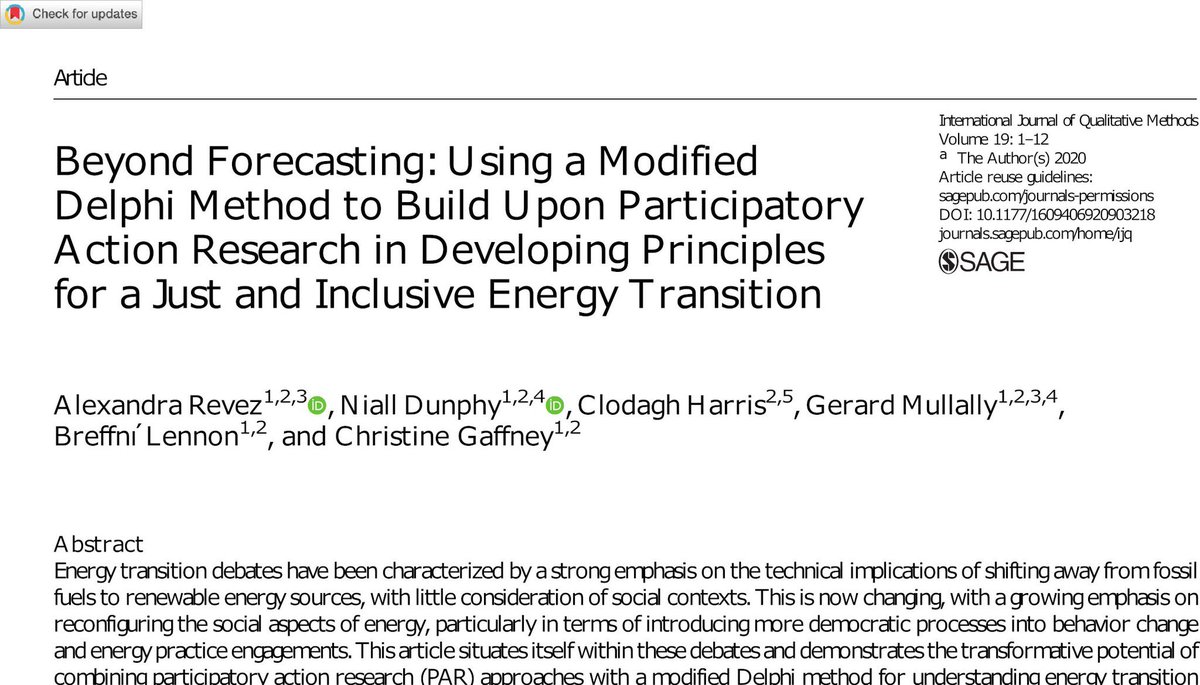 NRGMeasures's tweet photo. New @EntrustH2020 paper from the @ucc_cppu team. A novel combination of participatory action research and modified Delphi panel is used to derive principles for a just energy transition. @AlexandraReves @NPDunphy @clharris_ucc @gerardmullally1 @breffnilennon #H2020 #openaccess https://t.co/Sbqzhcg18l