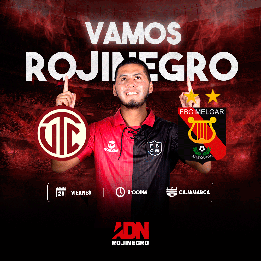 adnrojinegro20's tweet photo. Vamos con todo a Cajamarca 🔴⚫️
⚽️ #UTC vs #Melgar
📆 Viernes 28 de Febrero
⏰ 3:00pm / 🏟 Cajamarca
#Liga01 #Apertura https://t.co/0v0v5e3fDJ