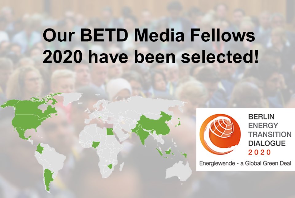 🔔📣Out of >500 applicants, 17 BETD Media Fellows have been selected to join #betd2020 and share their thoughts on ✅#Sustainability, ✅#RenewableEnergy and a ✅Global #GreenDeal!👏
The fellowship will cover the BETD conference, visits of lighthouse projects and much more!🎬