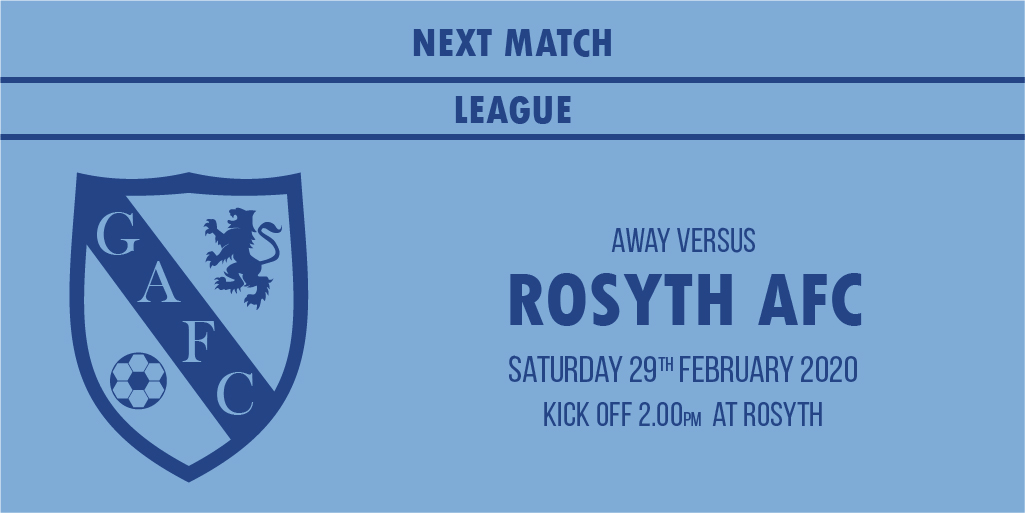 LEAGUE FIXTURE

This Saturday we venture south to take on 
<a href="/RosythAFC01/">Rosyth FC (Sat Ams)</a> with both teams looking to put pressure on those higher up in the league who have played more games.

#montheglens