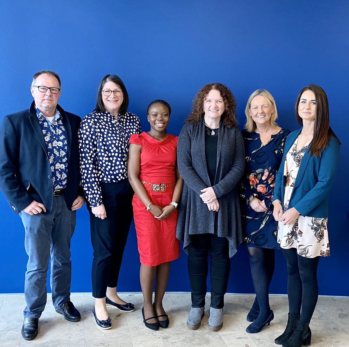 UlsterUniBiomed's tweet photo. Congratulations to Sophia Amenyah on successful PhD viva. Research conducted with Genomic Medicine and NICHE. L-R Prof J Dooley (Chair), Dr D Lees-Murdock (Supervisor), Dr S Amenyah, Dr M Murphy (External), Prof M Ward (Supervisor), Dr R Irwin (Intern) @UlsterUniPhD https://t.co/nzugfeFtIu