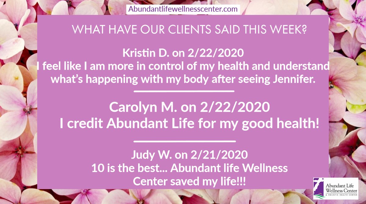 AbundantLifeWC's tweet image. abundantlifewellnesscenter.com
#clienttestimonies #weloveourclients #ourclientsrock #ourclientsarethebest #holistichealth #holistic #naturopathy #alternativemedicine #abundantlifewc #abundantlife #alwc #colonhydotherapy #neurofeedback #holisticnutrition #sauna