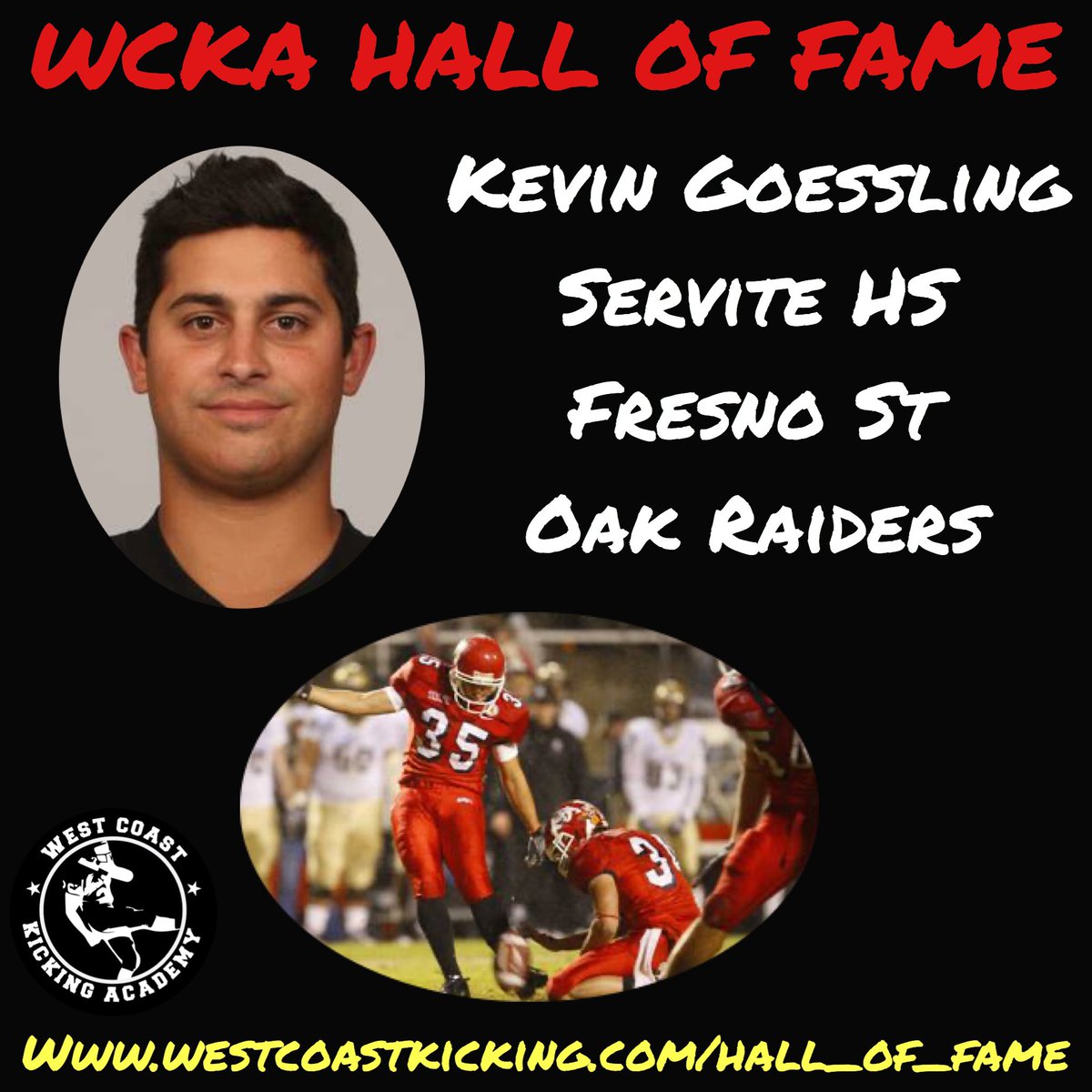 westcoastkick's tweet photo. Congratulations to WCKA Hall Of Fame inductee @KGKicking from @FresnoStateFB and @ServiteFootball Fiercely competitive and ambitious. Only the Best of the Best will be inducted. For a complete list of nominees and inductees, please go to https://t.co/z1y2x6ERez #WhereTheyTrain https://t.co/H93JccAnCf