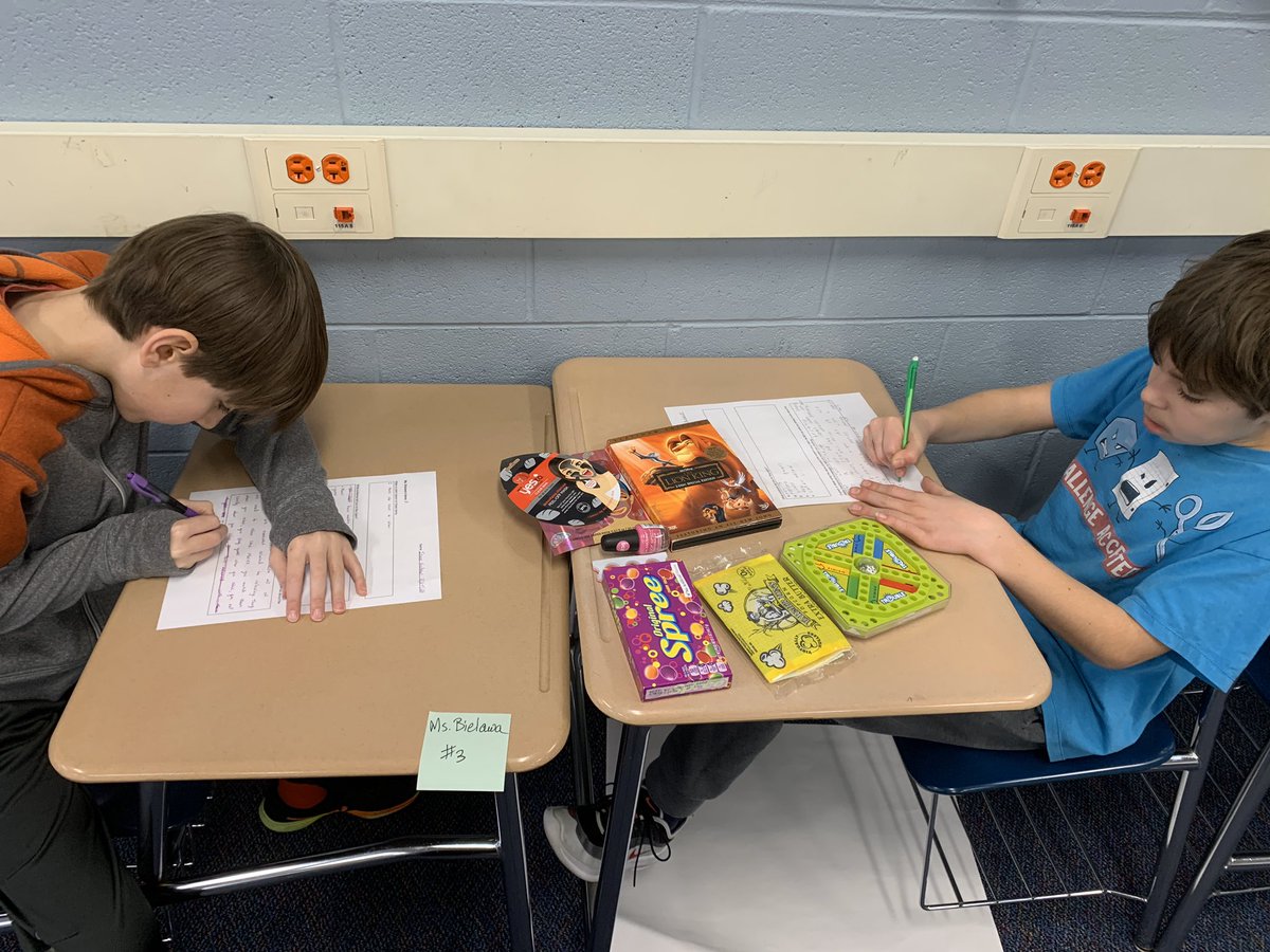 Ss practicing CER in ELA while observing items that are important to their teachers! @sms6east