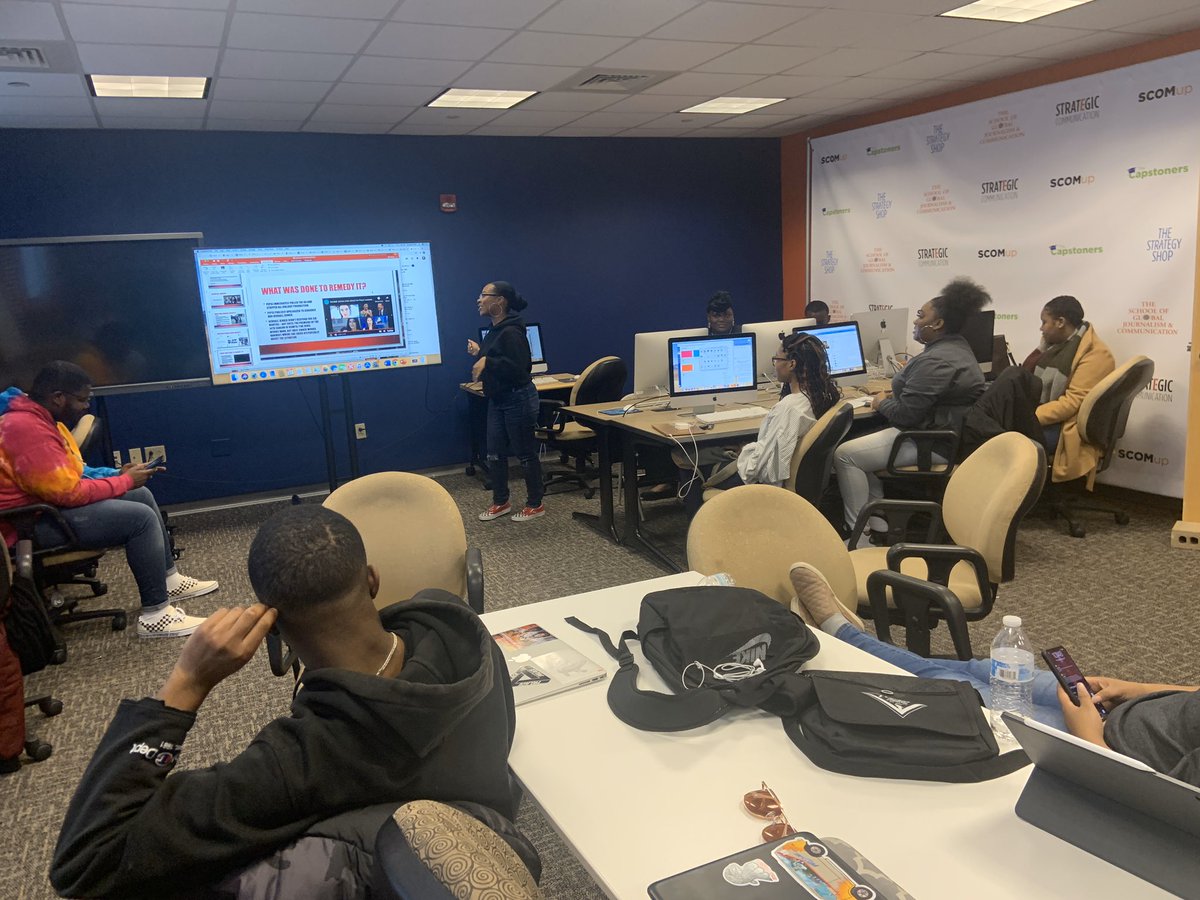 AndersonReality's tweet image. Shoutout to @CandyceBurkePR for the insightful and interactive presentation. Crisis Management is a large part of Strategic Communication so thank you for enlightening us! #ScomCrisis101 #ScomUp #ScomSocial