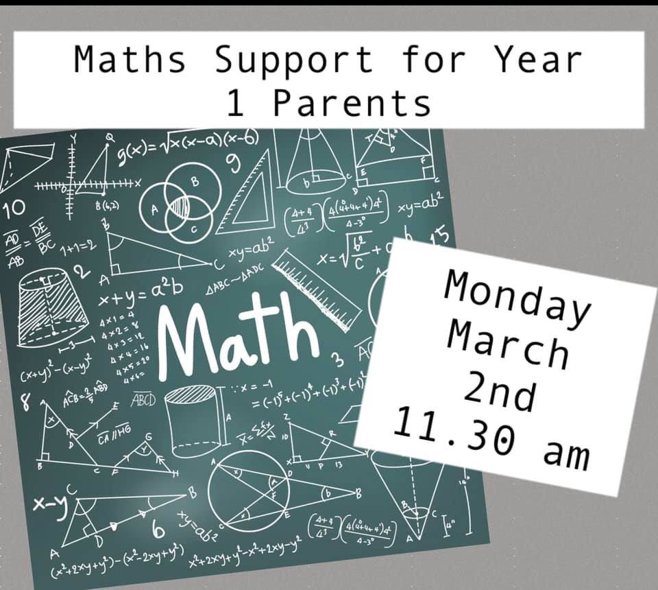 Struggling to support your son or daughter with their Maths homework? 
Yr1 maths support club recommences Mon 2/3 at 11.30. We are delighted to have it back again this term.
#SupportingOurParents #SupportingOurStudents