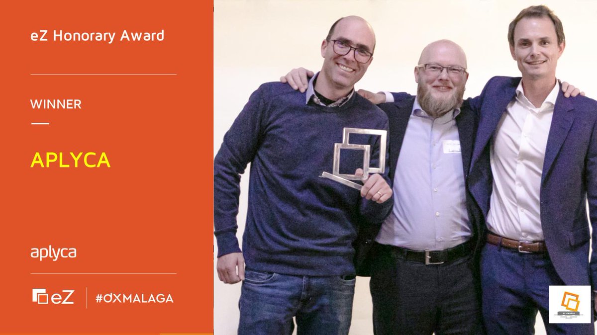 aplyca's tweet photo. ¡En aplyca nos ganamos el premioeZ Honorary Award! Estamos felices de recibir el premio en el eZ Partner Meeting por más de 15 años de trabajo conjunto con #ezSystems.
Para mas información https://t.co/vzg9BwLzHs 
#ezPlatform #digital #experience #platforms #dxMALAGA #ezcommunity https://t.co/vmUHcjDcVu