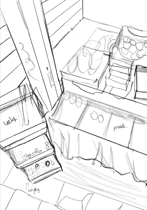 i wanna start posting more wips here.. i need to actually practice perspective and environments like i said i would this year so heres a produce shop and flower stall 