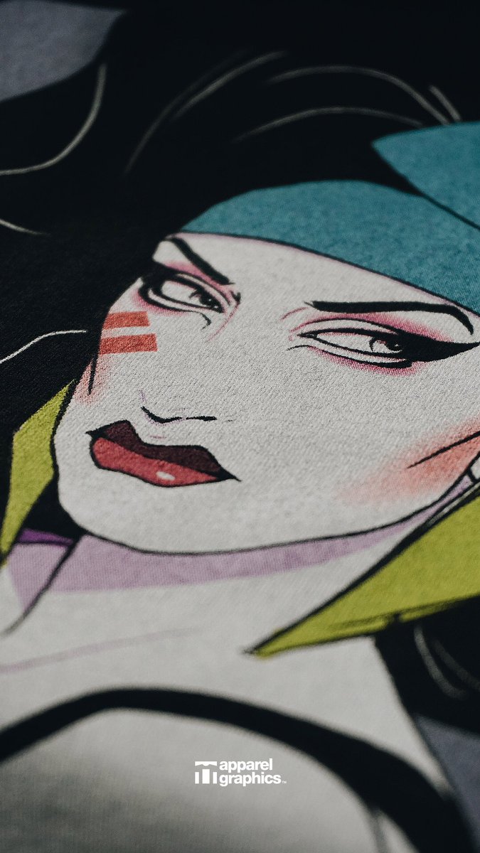 apparelgraphics's tweet image. A close look at the Patrick Nagel-inspired graphic by Danny Beck Art for @JACKIEBEAT. So so 🔥.