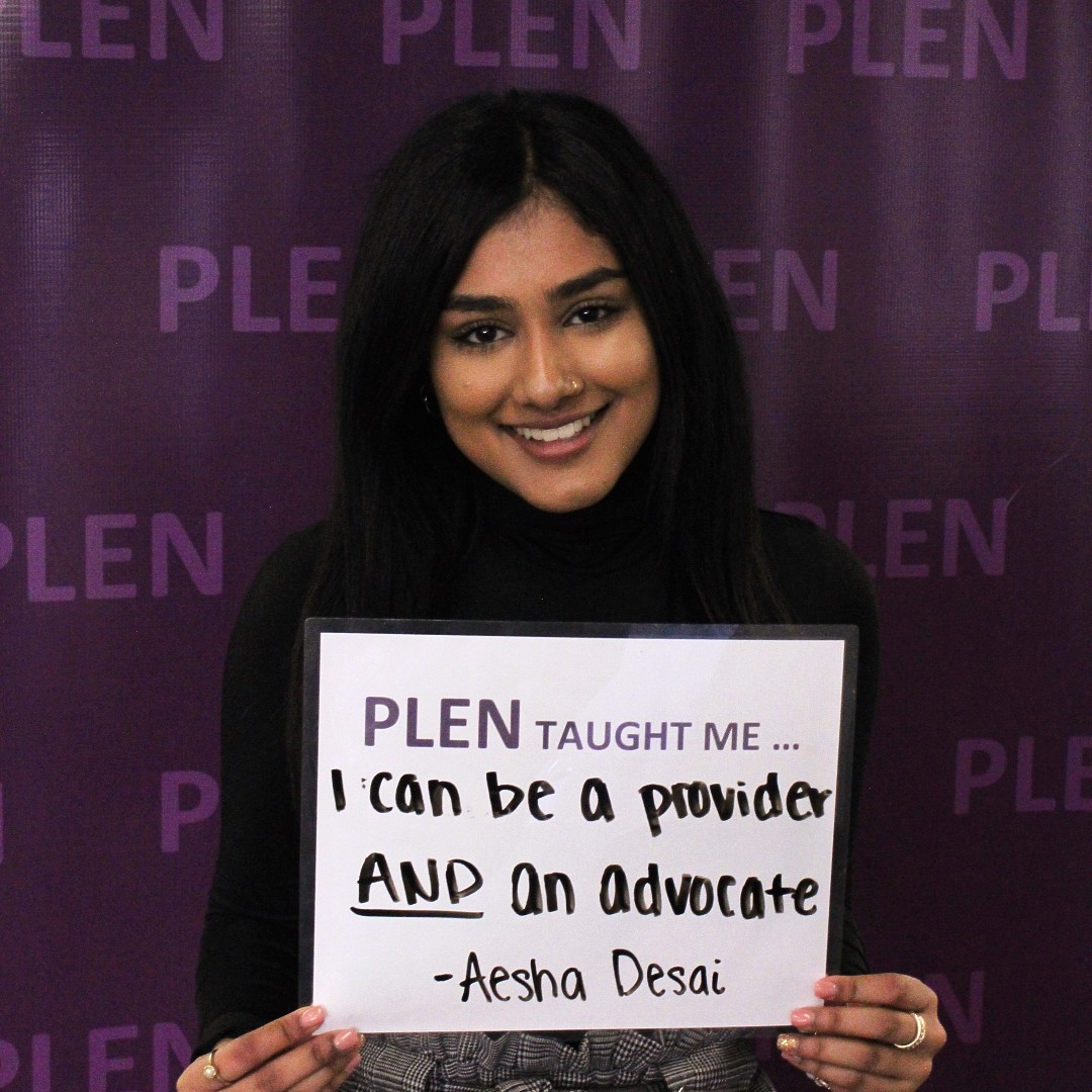 PLENNetwork's tweet photo. #TBT
#PLENTaughtMe..."I can be a provider AND an advocate." - Aesha Desai, #PLENWHP2019 Alumna and @twu student with support from @twuwppp #TexanWomenLead https://t.co/nafVvVcVk7