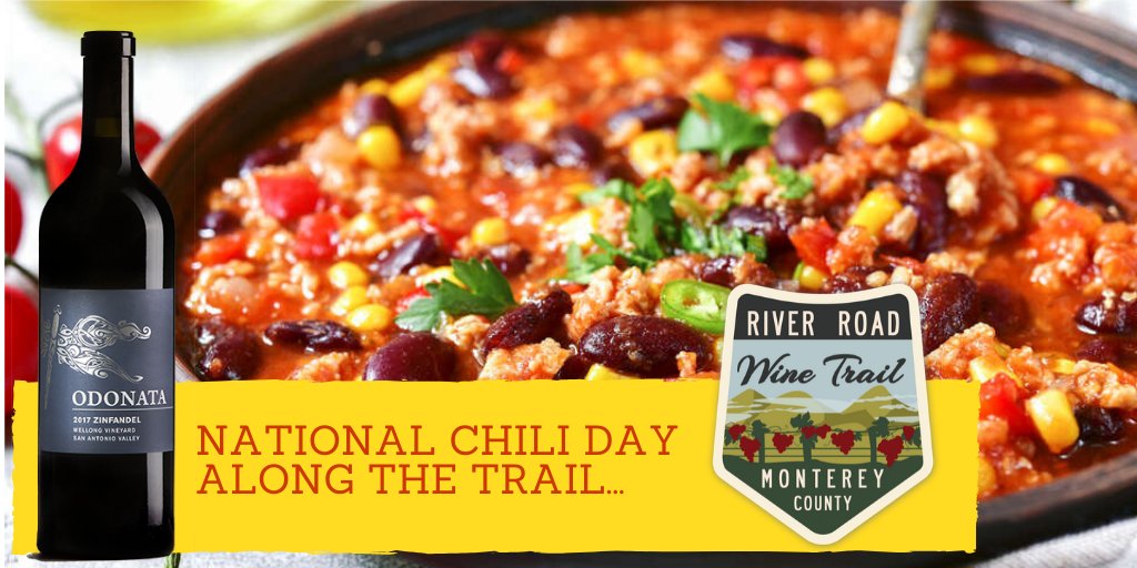 It's #nationalchiliday along the trail! We found the Odonata Zinfandel to pair well with any hearty beef or pork chili with a little heat. What would you pair with your chili today?

#riverroadwinetrail  #SantaLuciaHighlands #CaliforniaWine #SeeMonterey #MontereyWine@OdonataWines