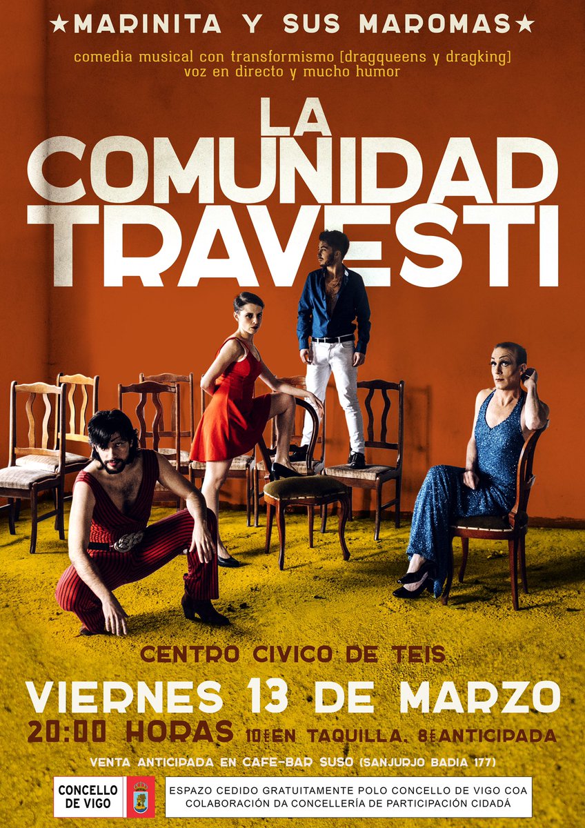 #marinitaysusmaromas 13 de Marzo en el Auditorio del Centro Cívico de Teis a las 20:00h 😍
Cartelazo de #manuastralon 
Fotón de #MiguelVidal