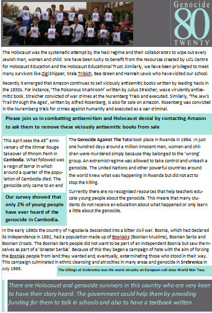 genocide8020's tweet photo. Today our group wrote to our MPs @munirawilson @EdwardJDavey @PutneyFleur @SeemaMalhotra1 @sarahjolney1 to ask for their help with our #genocideknowmore campaign & for support to make 'Never Again' a reality & not just words. We also sent a briefing document that we had written https://t.co/nDOd7Aq0sE