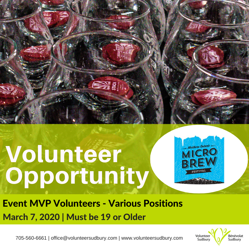 VolunteerSuds's tweet image. #VOLUNTEEROPPORTUNITY | Are you looking to help with an event in March?! 💚

Stack Brewing is looking for Event Volunteers (MVP's) to lend a hand at their annual Northern Ontario Microbrew Festival! ! 

🔗:  ow.ly/PaKs50yvzRN
.
#lendahand #stackbrewing #microbrewfestival
