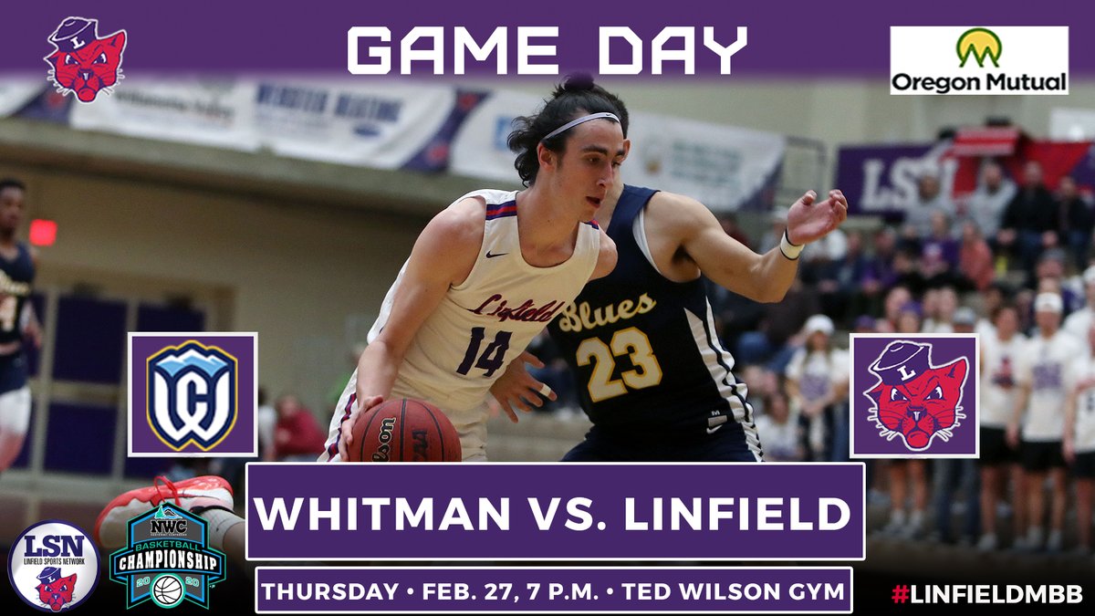 linfieldmbb's tweet photo. 🚨GAMEDAY🚨
The postseason begins tonight as the No. 2 seed Linfield Wildcats welcome the No. 3 seed Whitman Blues to Ted Wilson Gym! #RollCats #d3hoops #LinfieldMBB https://t.co/S2n4dy2amW