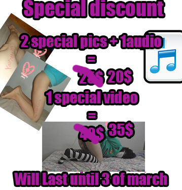 I decided to down my discount more as no one have help me :'3 please consider :'3 in the pics and video