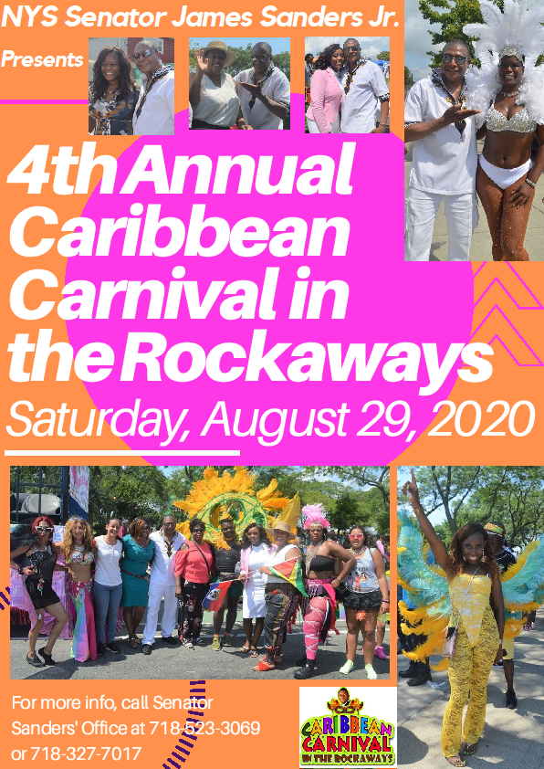 RockCaribCarn's tweet photo. SAVE THE DATE - AUGUST 29, 2020
Join Senator James Sanders Jr. for the 4th Annual Caribbean Carnival in the Rockaways, which will take place on Saturday, August 29, 2020. https://t.co/b877qQzZDA