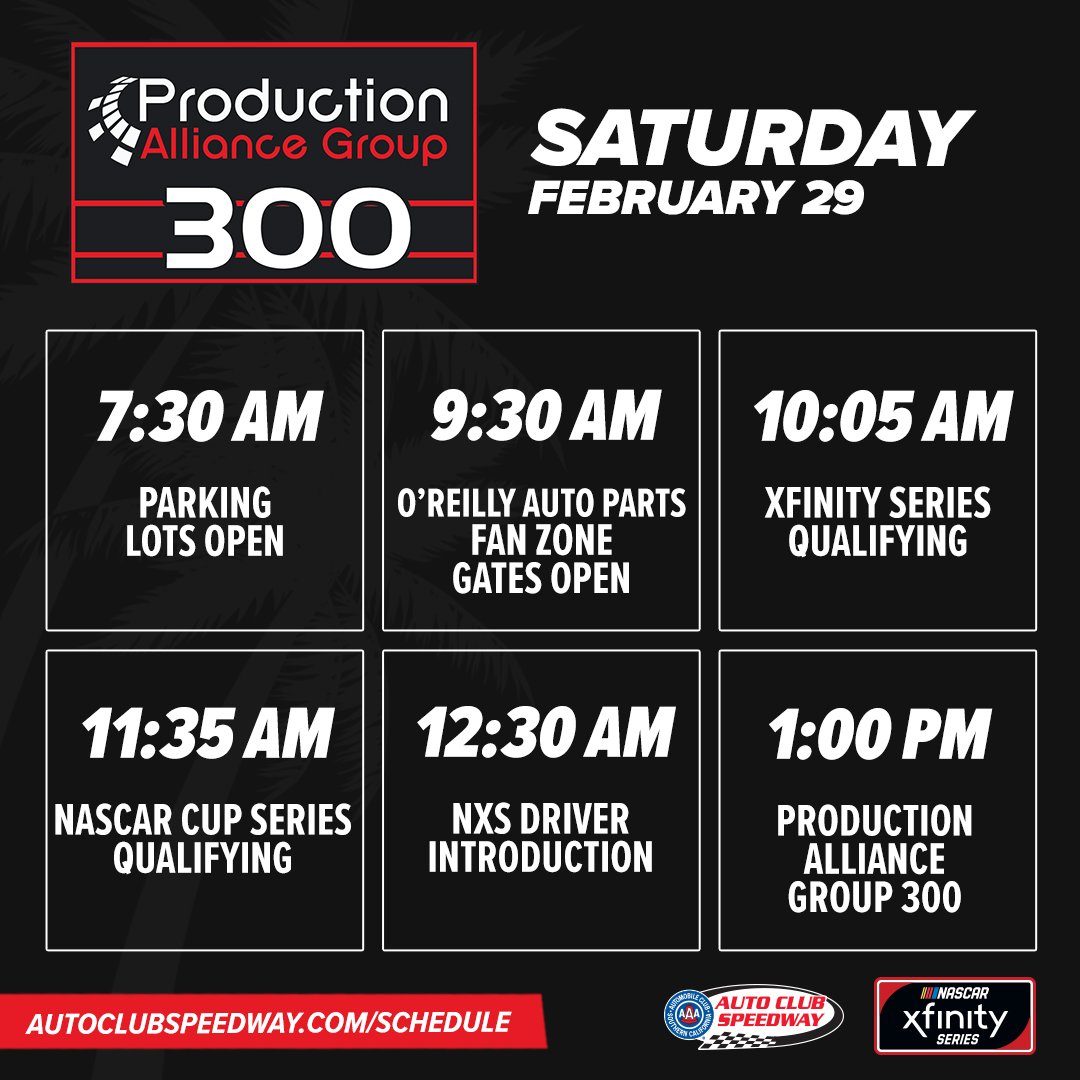 NextGenCA's tweet photo. .@NASCAR race weekend highlights. 

Full schedule  https://t.co/j9byrMpXOf

#PAG300 I #AutoClub400 https://t.co/OWZnSlaW2O