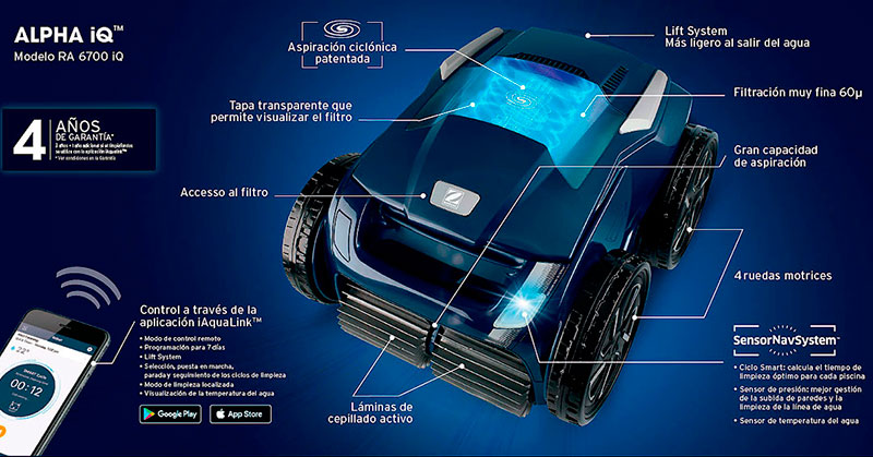 Nueva gama ALPHA iQ de limpiafondos conectados inteligentes y de alto rendimiento de la marca Zodiac. Visita nuestra tienda para más información!!