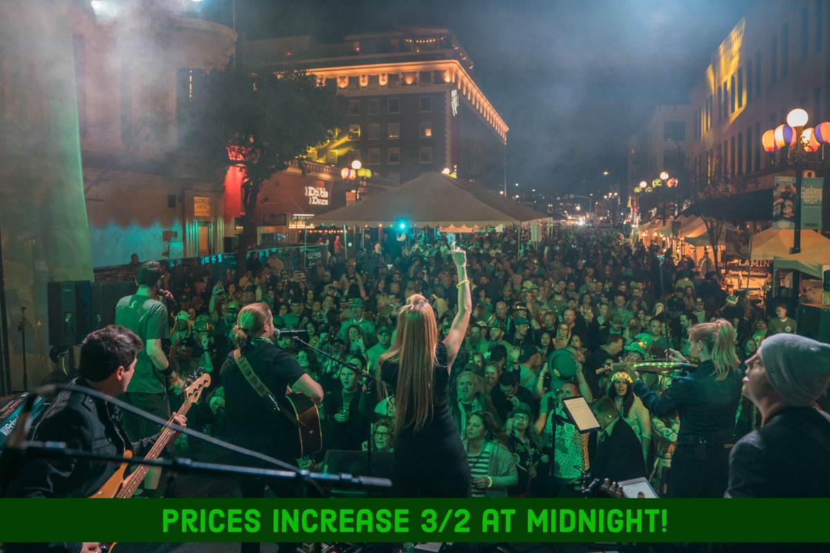 SDBlockParties's tweet image. 🚨 PRICE INCREASE! 🚨 Get your tickets to #ShamROCK San Diego ASAP before they go up next Monday, March 2th at MIDNIGHT!🍀

Tickets: bit.ly/ShamROCK2020

3 stages of awesome music, a giant ShamROCK Shenanigans to win exclusive prizes.