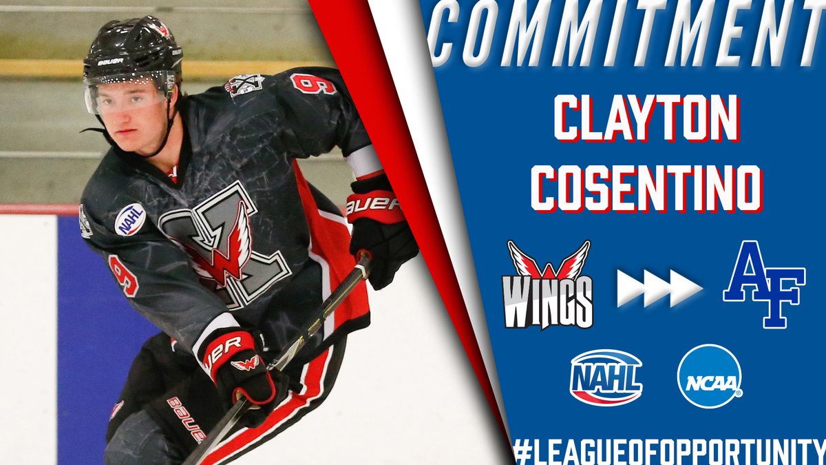 NAHLHockey's tweet photo. #NAHL Commitment Alert: @Aberdeenwings forward Clayton Cosentino has committed to play NCAA Division 1 @collegehockey for @AF_HKY in @Atlantic_Hockey #MadeintheNA https://t.co/imFY8U0Ahu https://t.co/hoNLRfpKIM