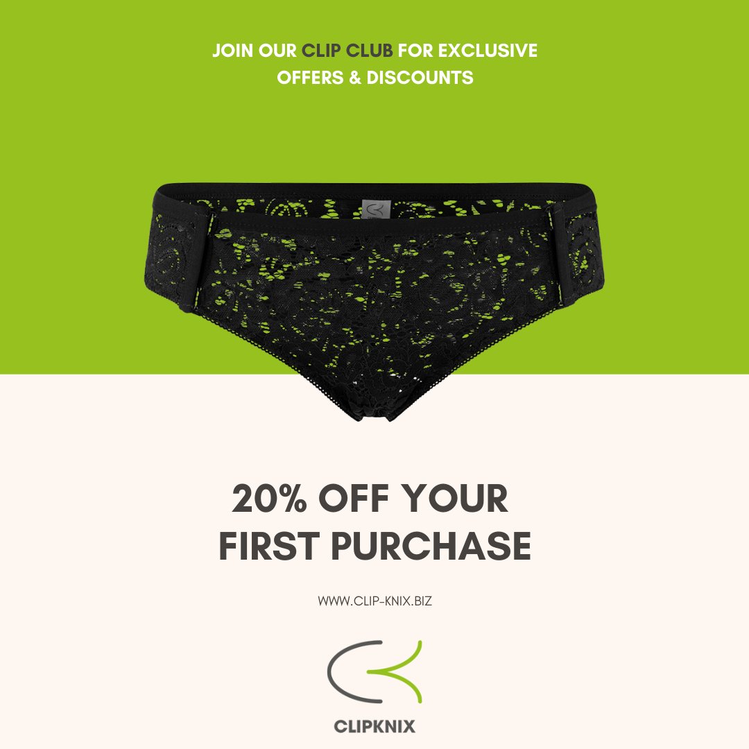 Would you like a 20% discount off your first pair of Clip Knix underwear?
Simply join our Clip Club and you’re away!

You can sign up and view our products by clicking here – bit.ly/32uNEpo