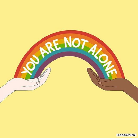 For people from every walk or life: you are not alone! #HappyHippie was founded on the idea of rallying young people to show our must vulnerable populations that we are there to support them 🌈
Tag someone who’s been there for you, even when things get hard 💛 🎨: <a href="/sogayjen/">sogayjen</a>