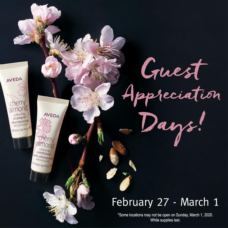 It's Guest Appreciation Days! Enjoy 20% off all Aveda products + Double Pure Privilege Points thru March 1st. Stop in Today! 🏃‍♀️