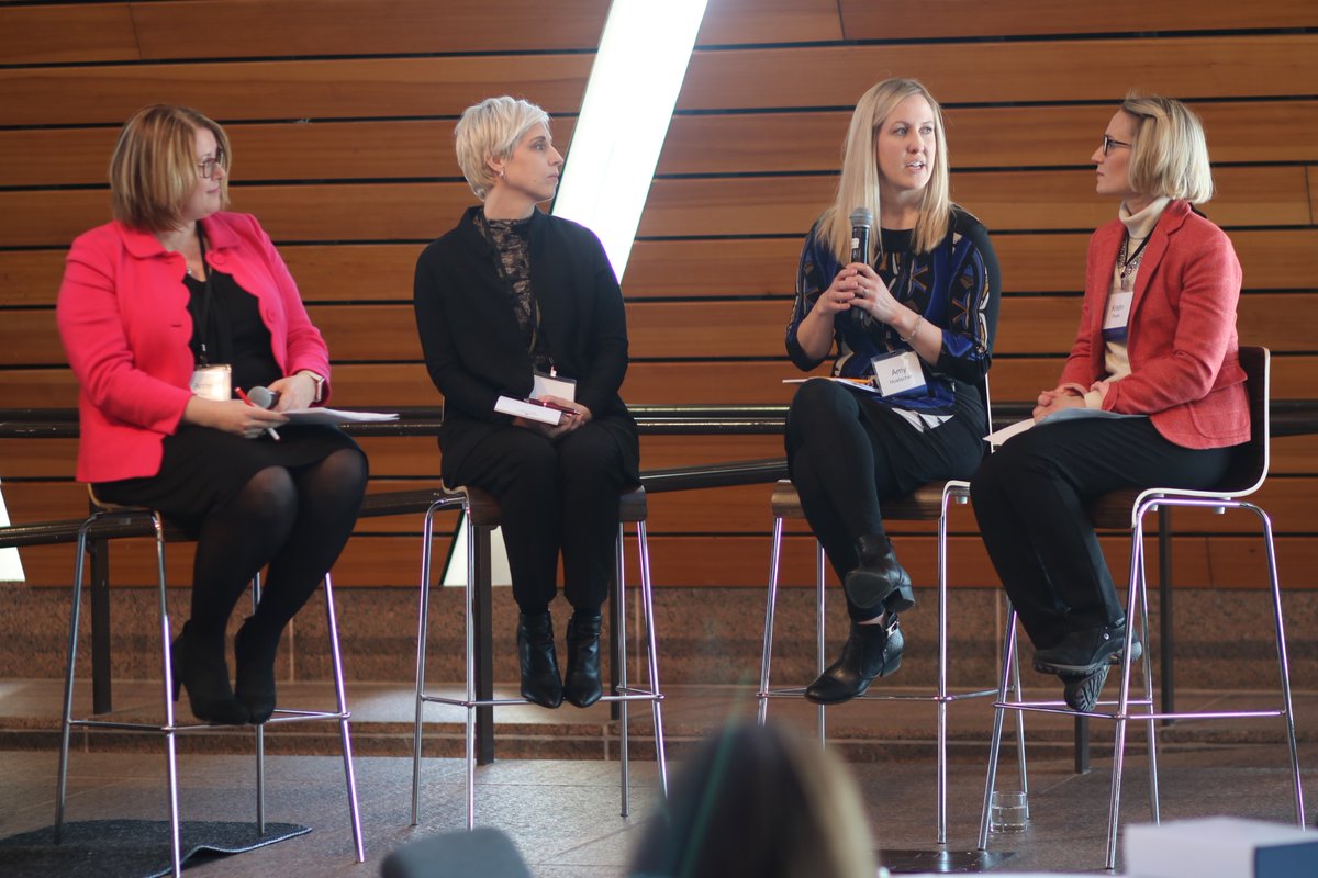 UMNNursing's tweet photo. #SeedsofInnovation conference, live now: "Nurses Leading Innovation: Stories from the Field" panel with Amy Hoelscher, Kelly Landsman, and Kristin Pavek, moderated by Anne LaFlamme. @MHealthFairview https://t.co/WjEUh9OVSj