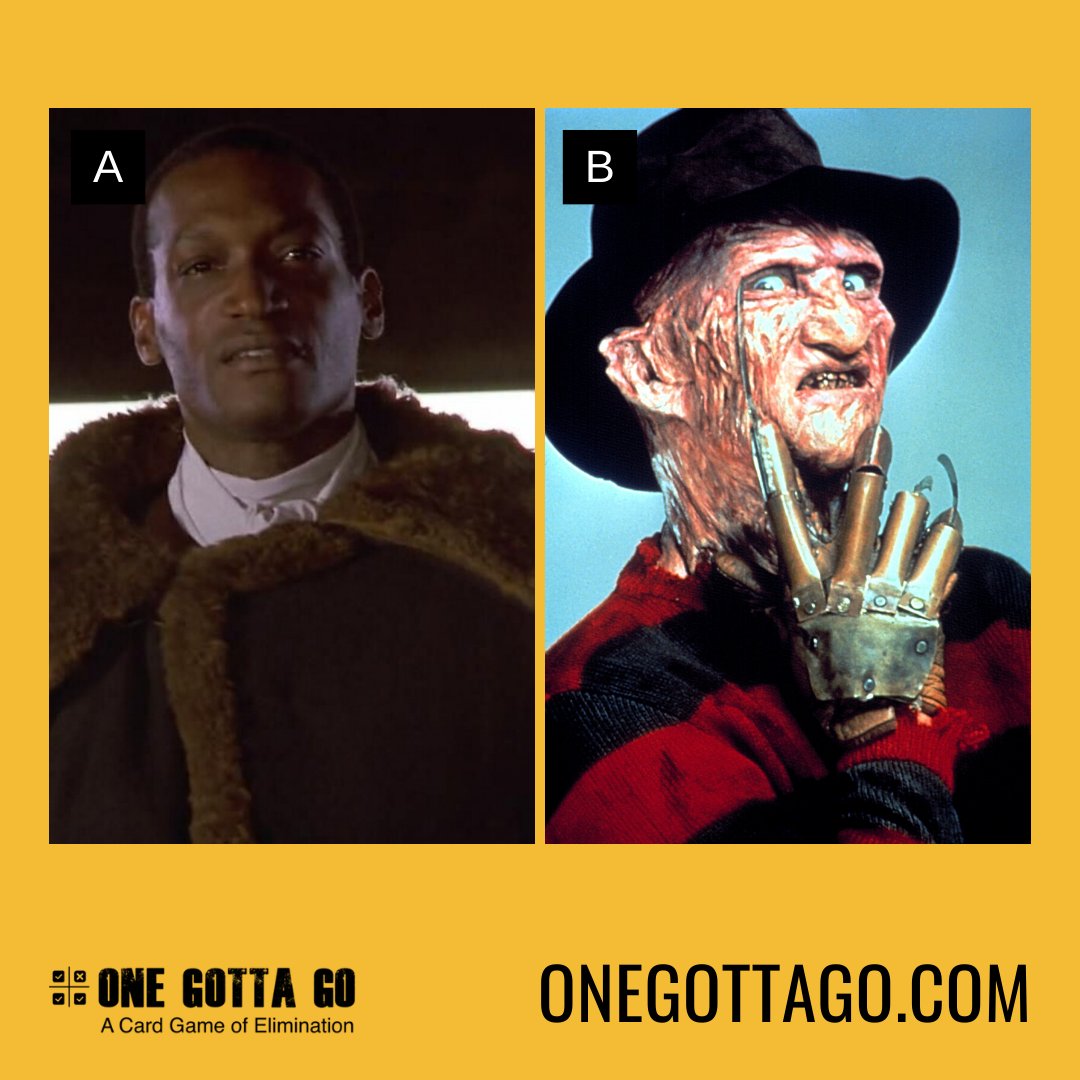 #Candyman  is the reason a lot of y'all don't eat honey. 

Freddy needs charges brought up against him. To Catch a Predator face a$$. 

Which One Gotta Go? 

A. Candyman
B. Freddy 

Get the game at OneGottaGo.com

#candymanmovie #Candyman