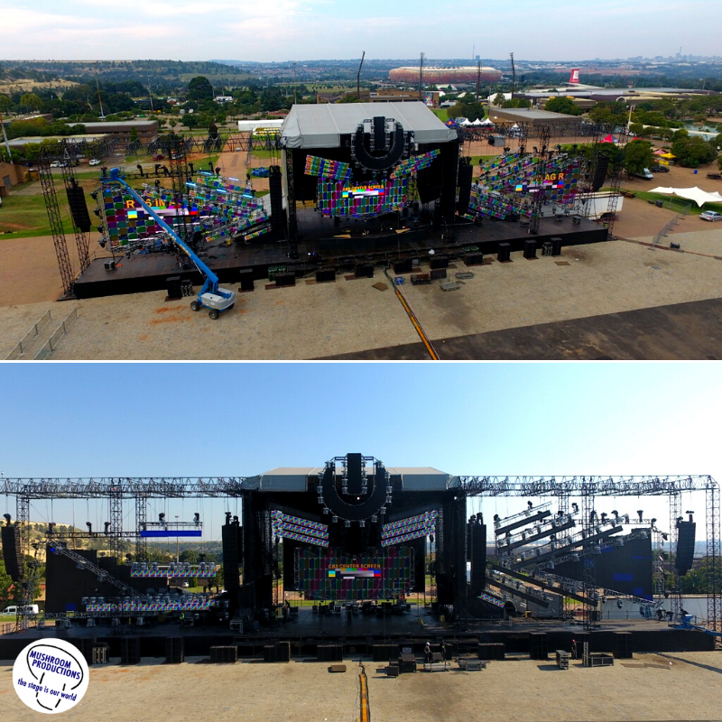 MushroomProdZA's tweet photo. Production Diary / @UltraSA JHB /
2 more sleeps! Another terrific day on site working with the best people in the biz getting this beast ready for the beats, the babes & the bros of the world’s biggest dance music festival.
Isn’t it a thing of beauty?
#UltraSA2020 #UltraJHB https://t.co/DQ1lVfdCop