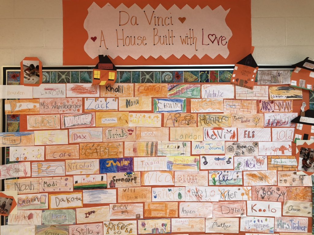 We are excited about HOUSE meeting day. We made bricks with our names. DaVinci- A House Built With Love❤️ <a href="/RoundHillES/">Round Hill Elem</a>