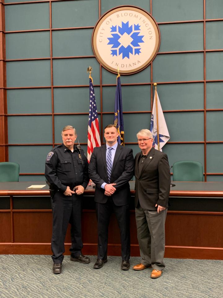BMGChief's tweet photo. Swore in a new Officer today. Garrett Heitink was a former Explorer's program participant of ours.  Welcome and congratulations! https://t.co/QR8tKHSKro