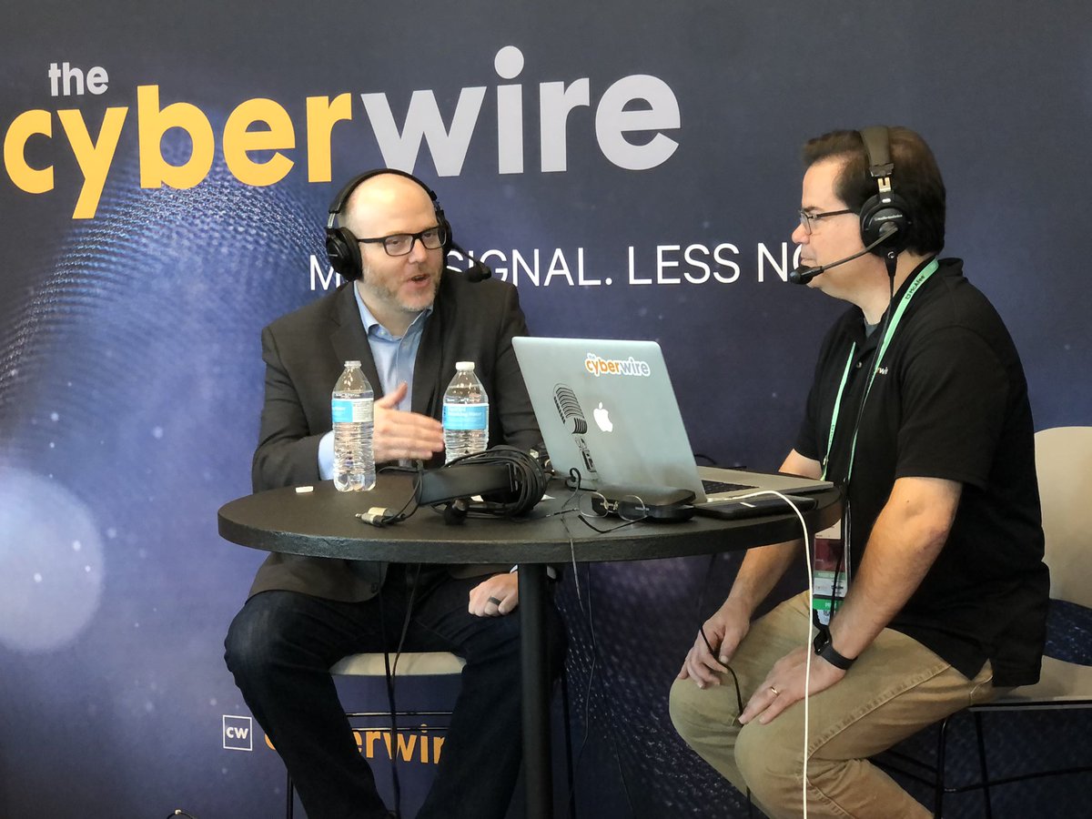 thecyberwire's tweet photo. #CWPodcast partner Mike Benjamin of @CenturyLink gave Dave his thoughts on #RSAC. #BroadcastAlley https://t.co/cwrYBZd6Rv